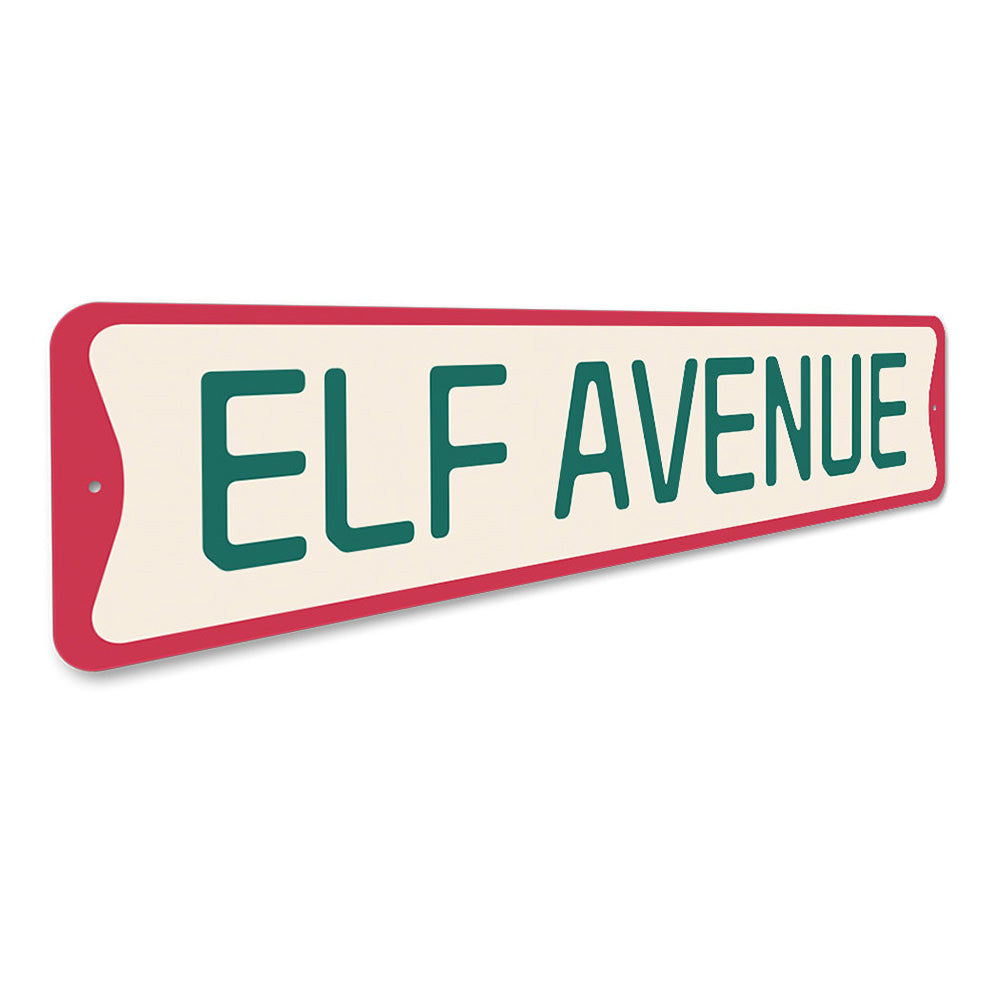 Elf Avenue Christmas Sign Aluminum Sign