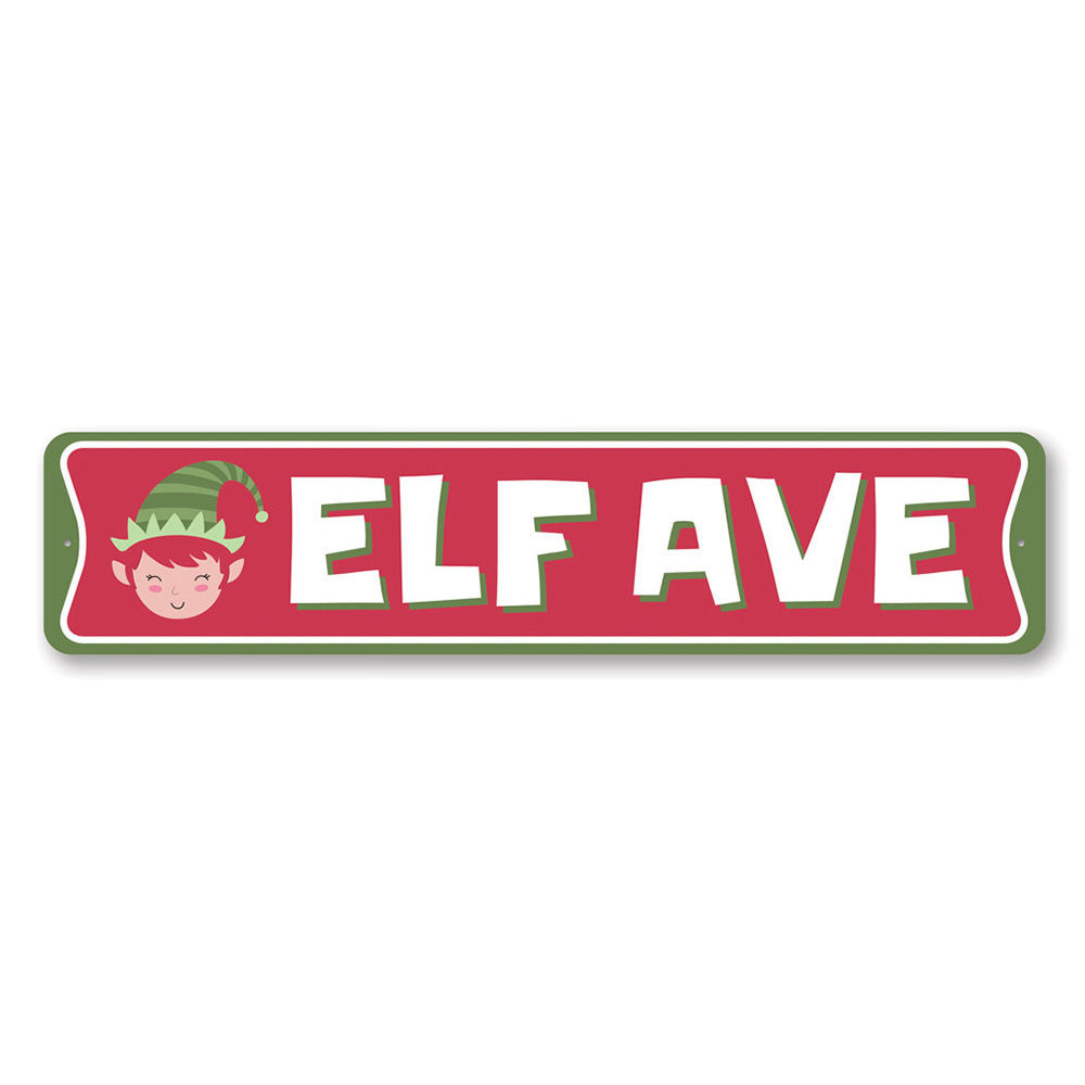Elf Avenue Holiday Sign Aluminum Sign