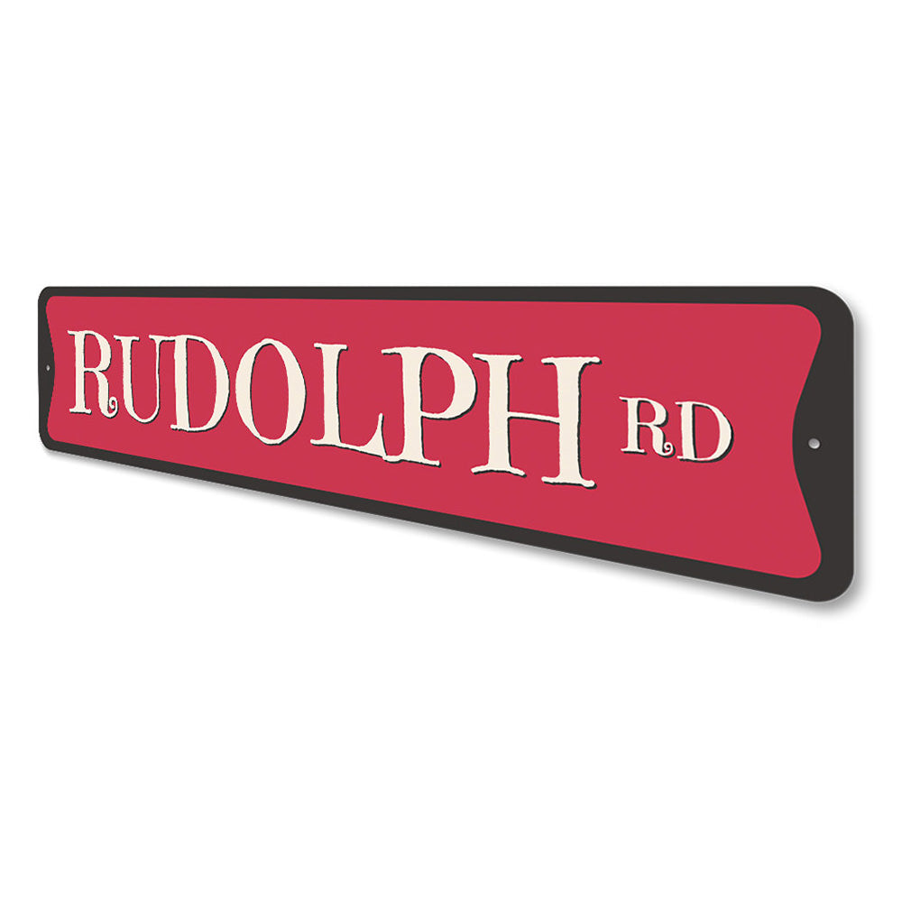 Rudolph Road Holiday Sign Aluminum Sign