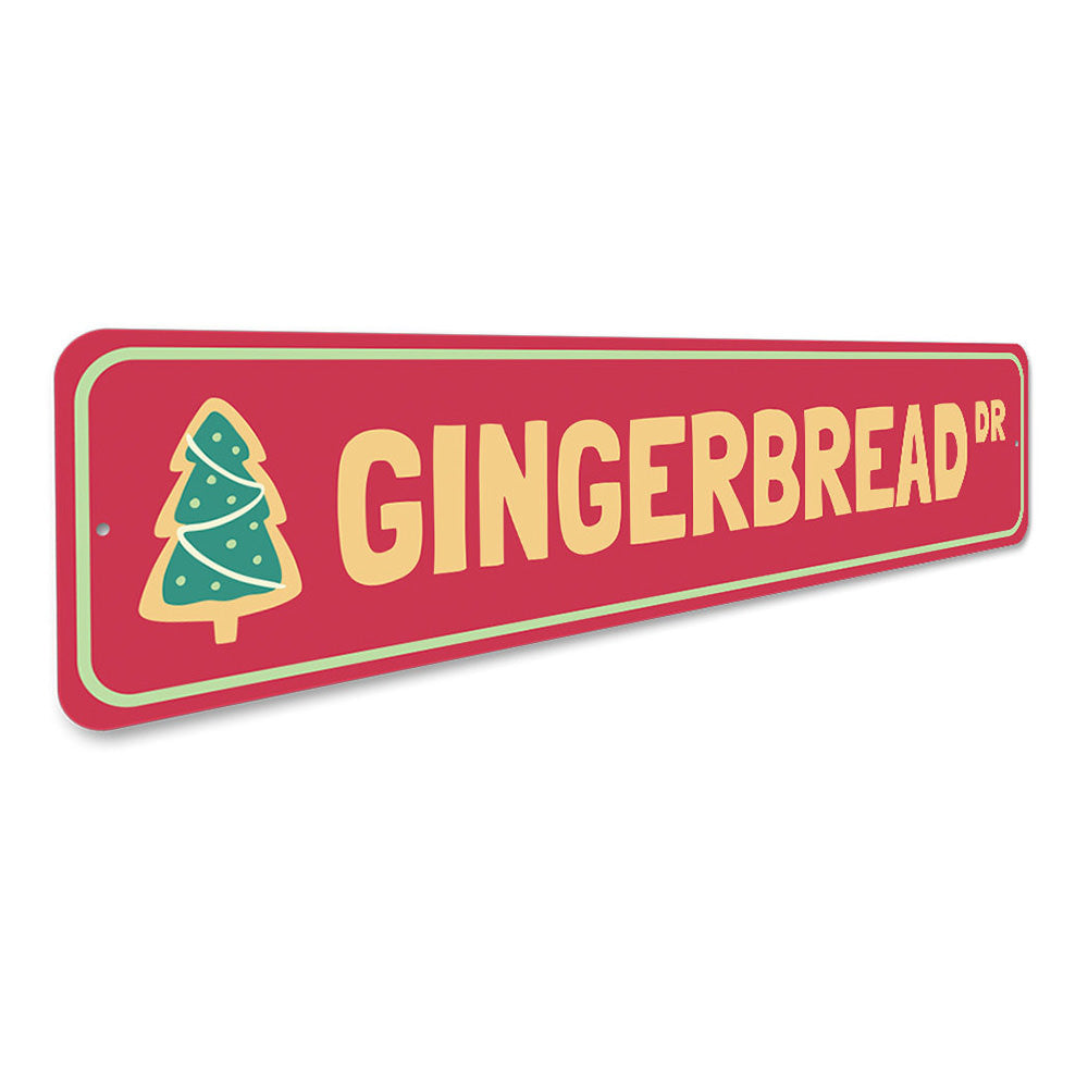 Gingerbread Drive Holiday Sign Aluminum Sign