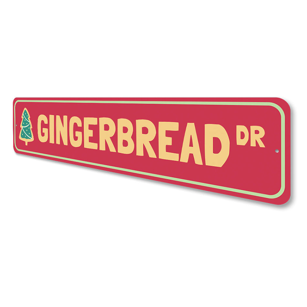 Gingerbread Drive Holiday Sign Aluminum Sign