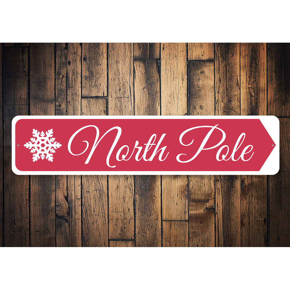 North Pole Snowflake Christmas Sign Aluminum Sign