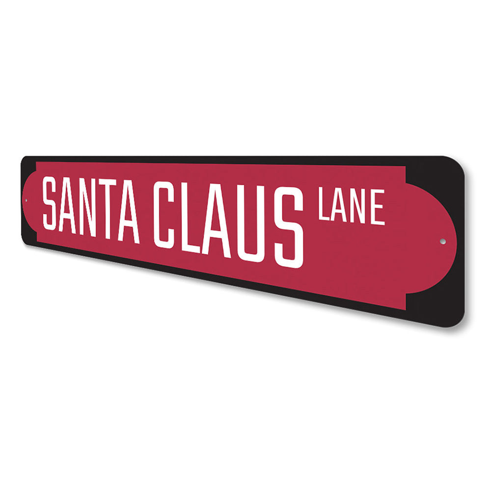 Red Santa Claus Lane Sign Aluminum Sign