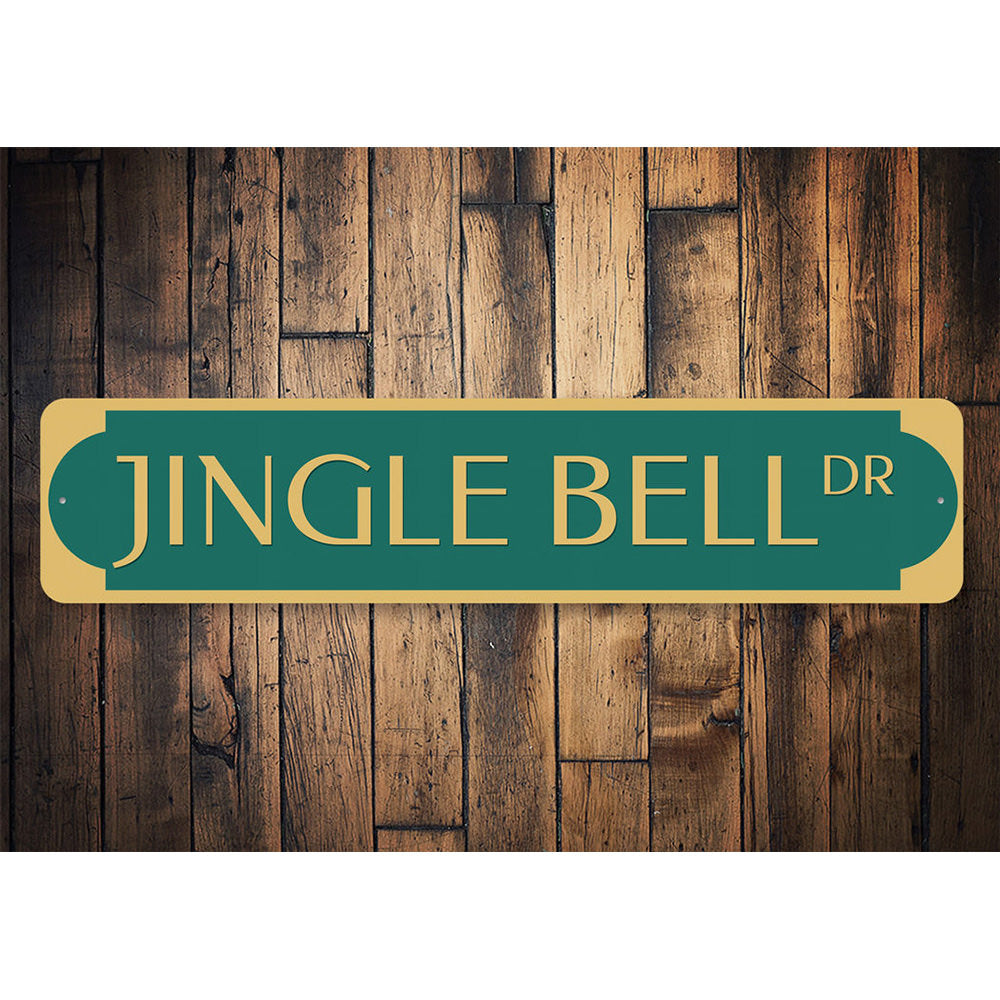 Jingle Bell Drive Christmas Sign Aluminum Sign