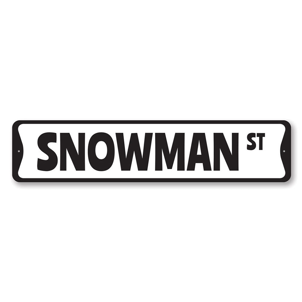 Snowman Street Christmas Sign Aluminum Sign