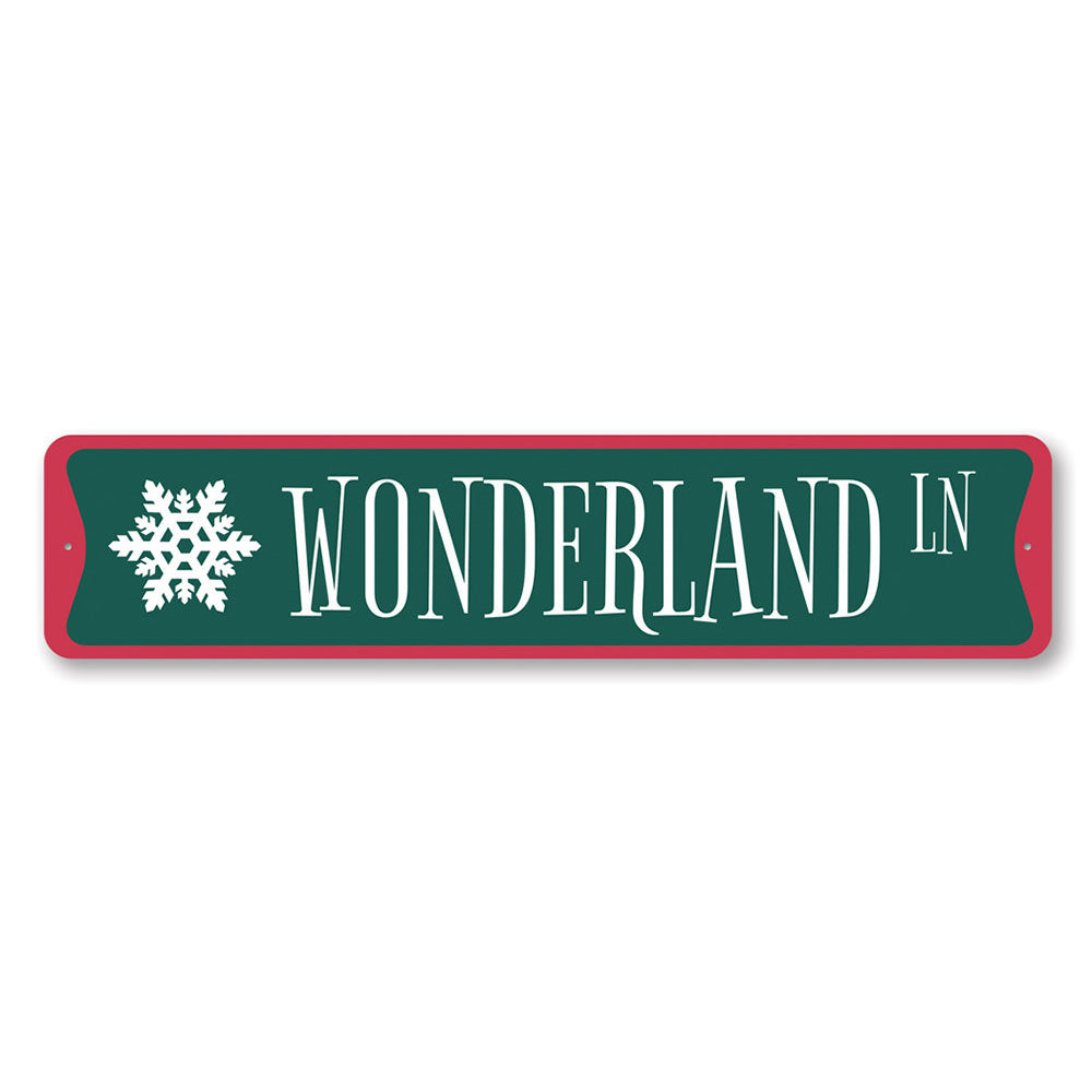 Snowflake Wonderland Lane Christmas Sign Aluminum Sign