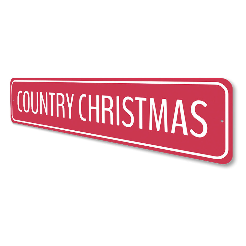 Red Country Christmas Sign Aluminum Sign