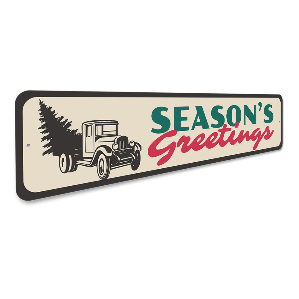 Season's Greetings Tree Sign Aluminum Sign
