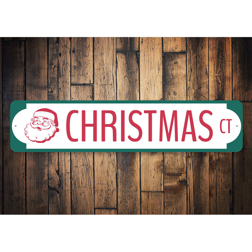 Santa Christmas Court Sign Aluminum Sign