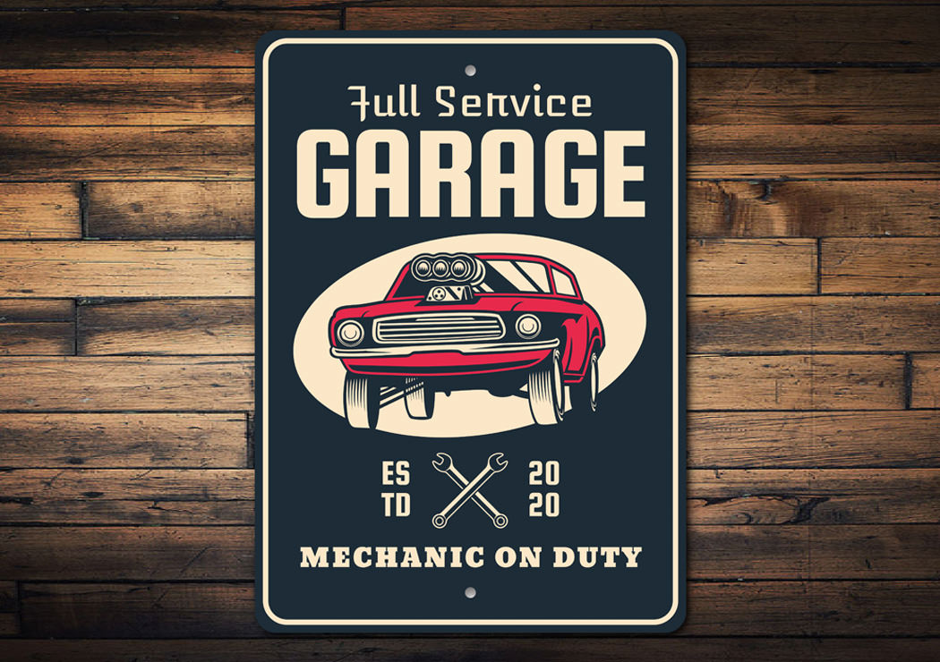 Mechanic on Duty Established Date Garage Sign