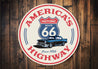 America's Highway Route 66 Novelty Sign
