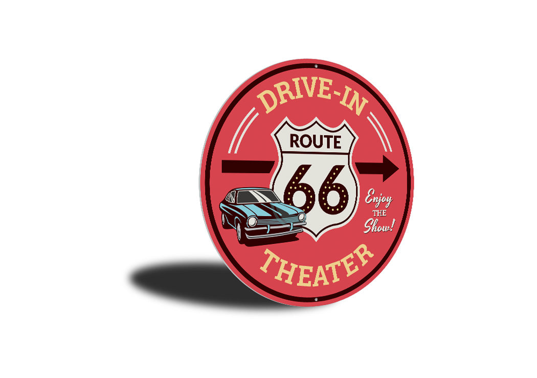 Route 66 Drive-In Theater This Way Sign
