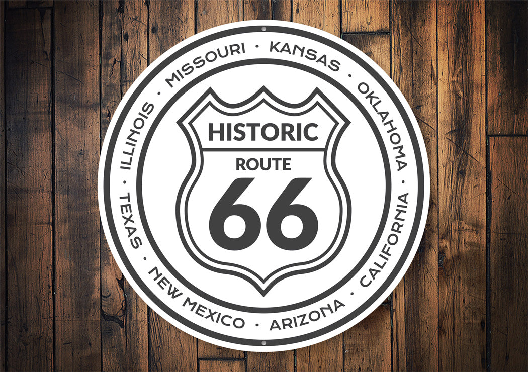 Historic Route 66 States Novelty Sign