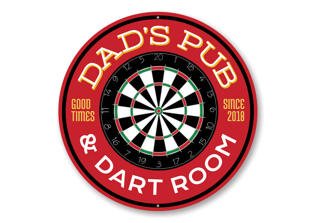 Dad's Pub and Dart Room Est. Sign