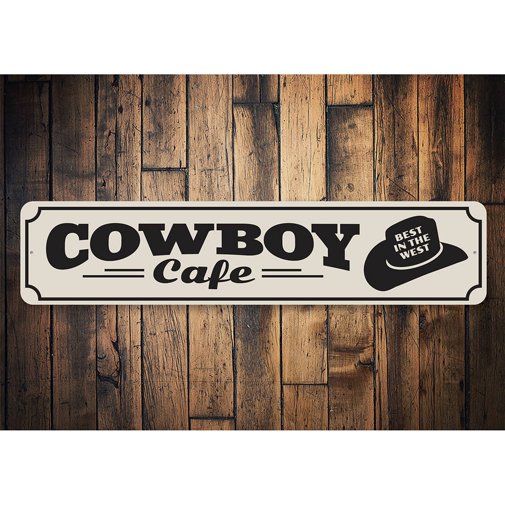 Cowboy Cafe, Wild West Theme, Cowboy Gift Idea Aluminum Sign