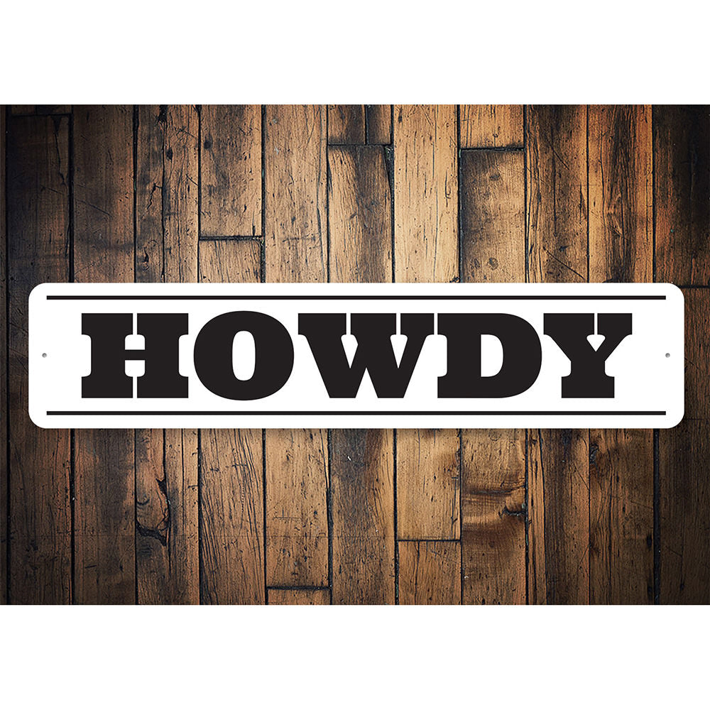 Howdy Barn Decorative Welcome Sign, Horse Rider Gift Aluminum Sign