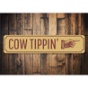 Cow Tippin' This Way, Barn Arrow Aluminum Sign