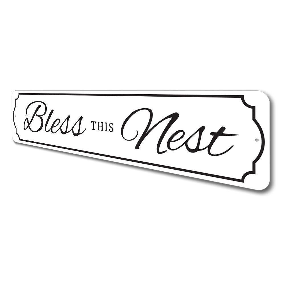 Bless This Nest Sign, Home Decorative Sign, Family Gift Aluminum Sign