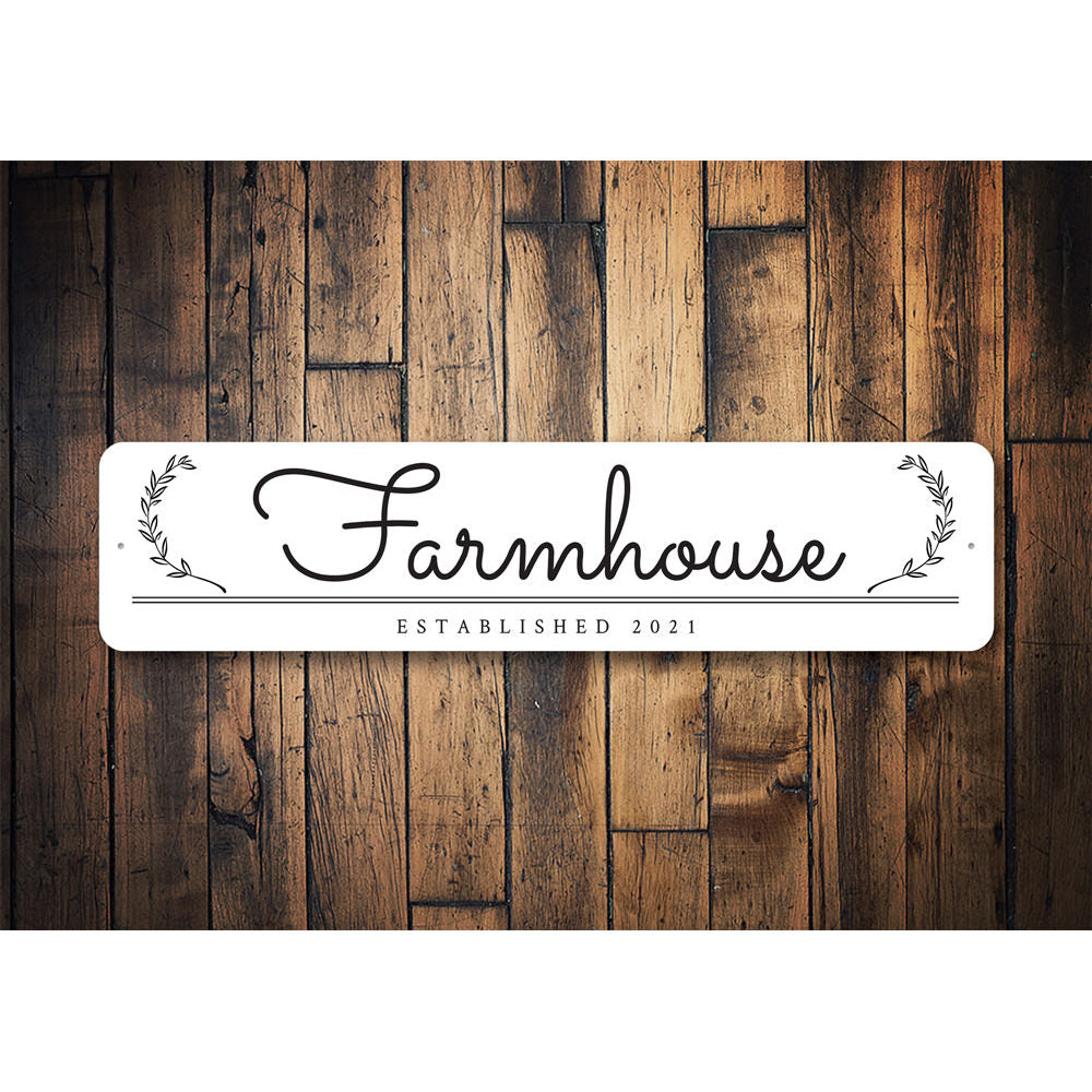 Artsy Farmhouse Established Sign, Farm Aluminum Sign
