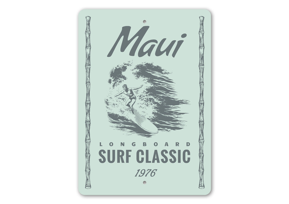 Maui Longboard Surf Classic Metal Sign