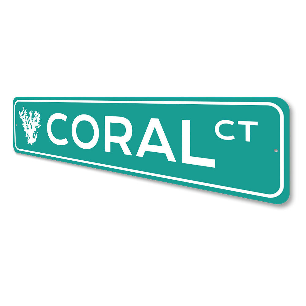 Coral Court Beach House Decor, Street Metal Sign