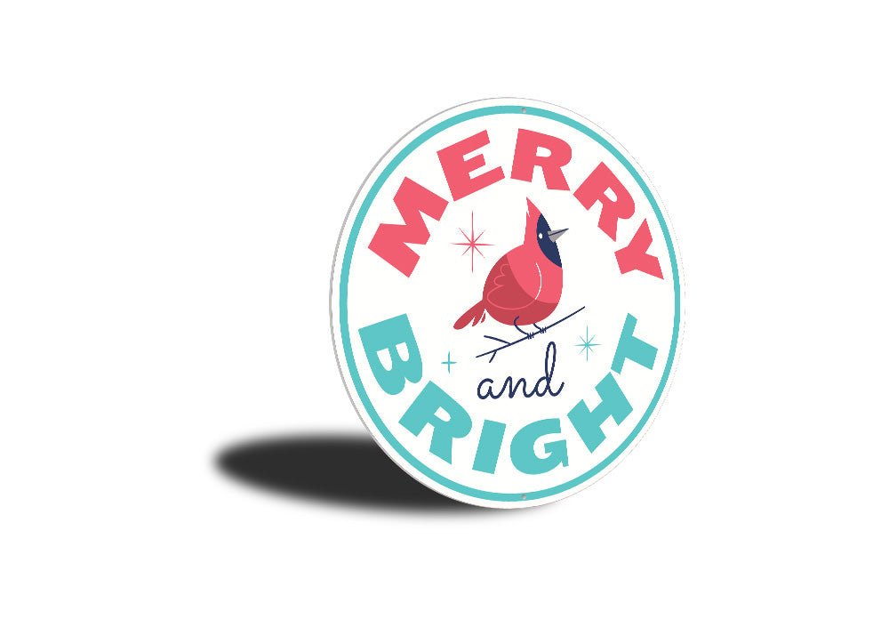 Merry and Bright Cardinal Christmas Sign
