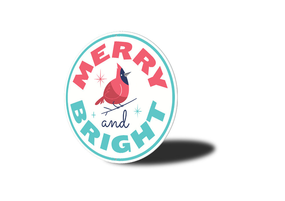 Merry and Bright Cardinal Christmas Sign