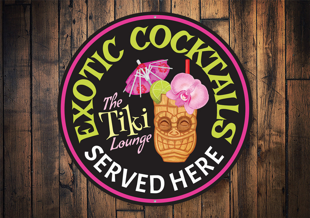 Exotic Cocktails Tiki Lounge Sign