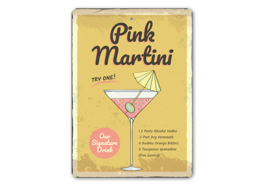 Pink Martini Signature Drink Metal Sign