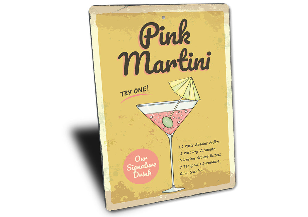 Pink Martini Signature Drink Metal Sign