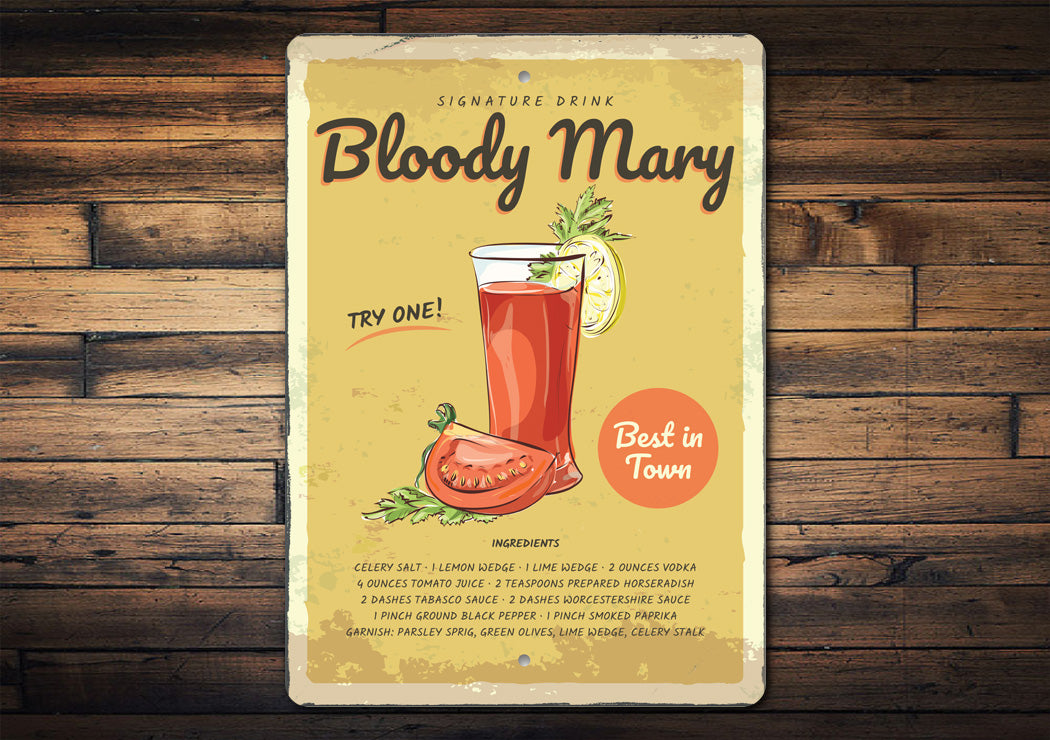 Bloody Mary Signature Drink Metal Sign