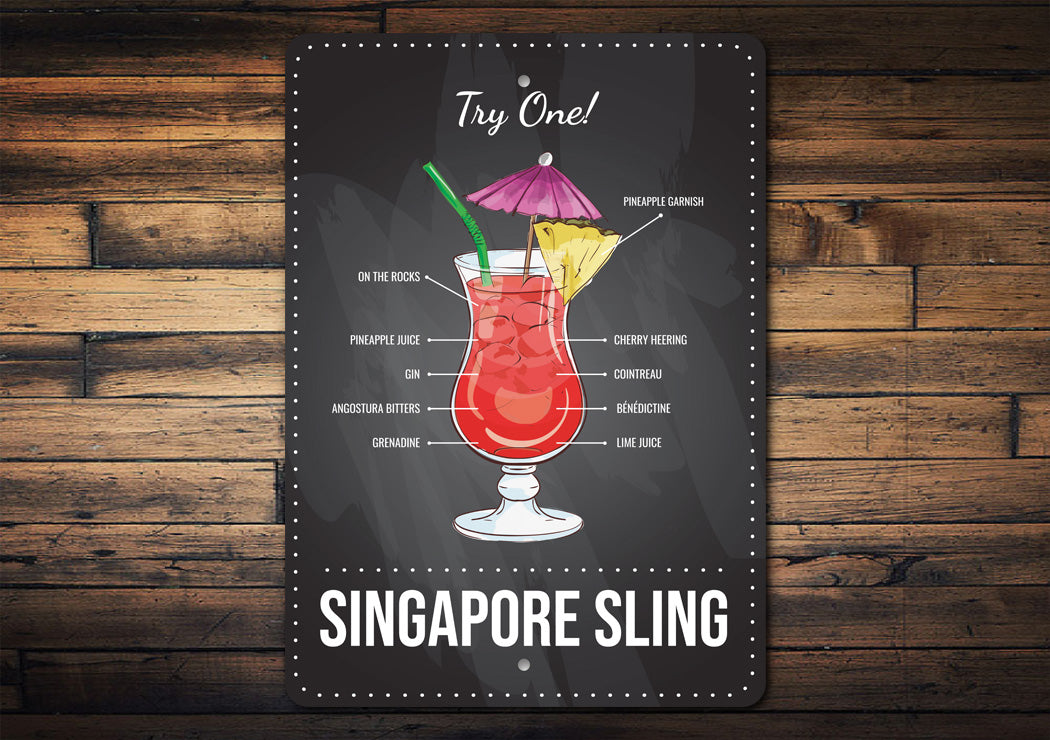 Singapore Sling Signature Drink Metal Sign