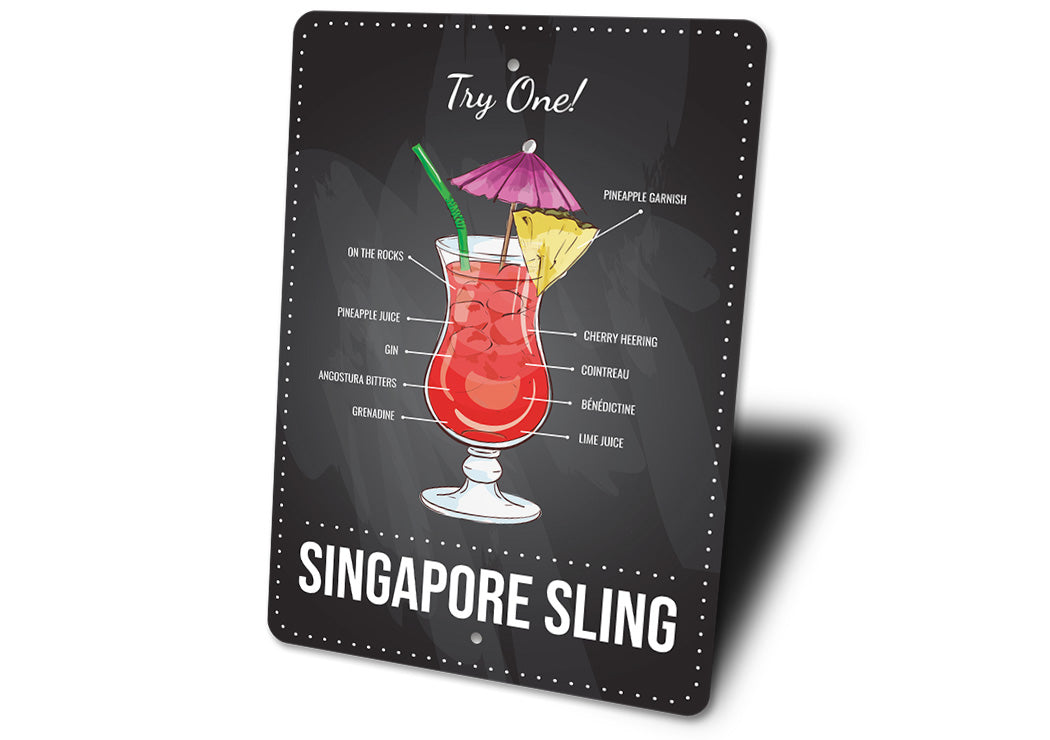 Singapore Sling Signature Drink Metal Sign