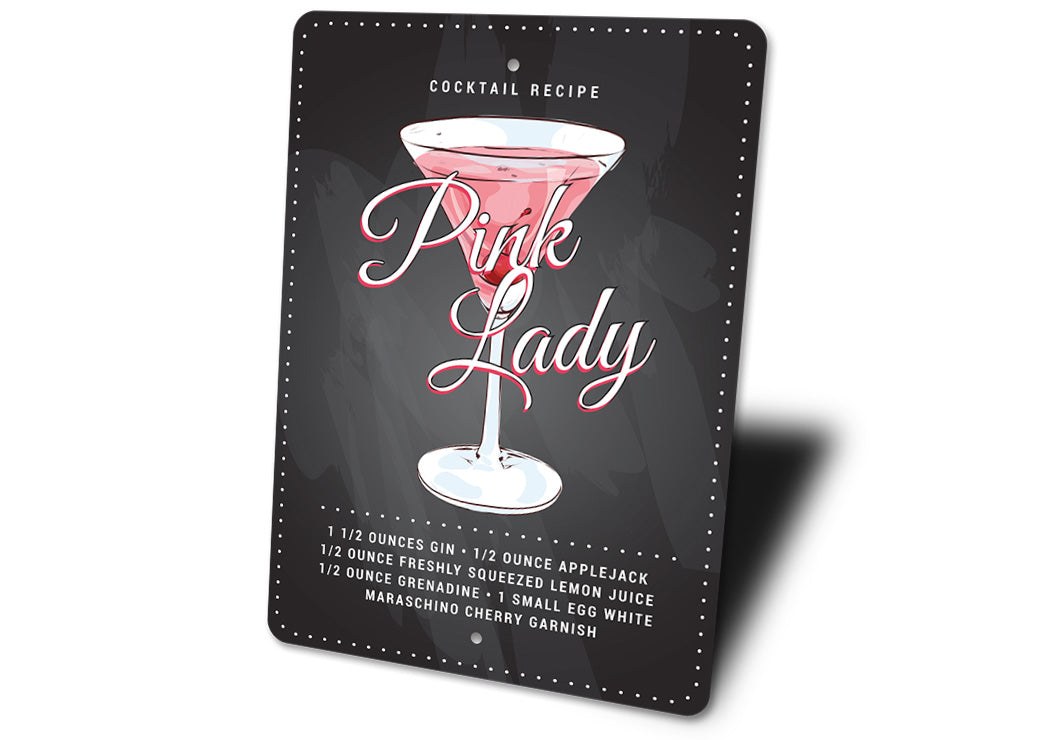 Pink Lady Cocktail Signature Drink Metal Sign