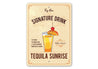 Tequila Sunrise Cocktail Drink Metal Sign