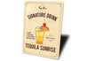 Tequila Sunrise Cocktail Drink Metal Sign