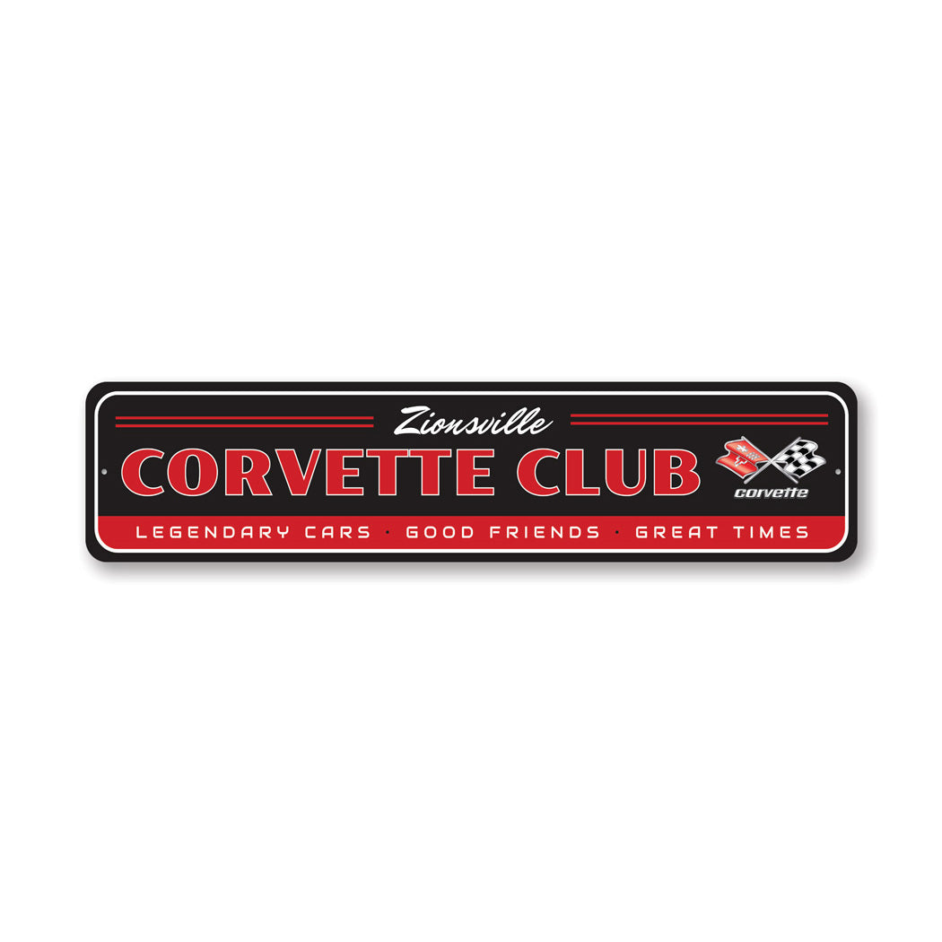 Chevy Corvette Club Aluminum Metal Sign