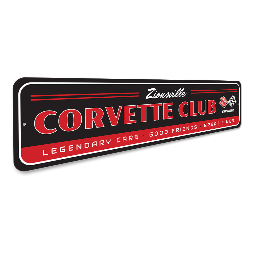 Chevy Corvette Club Aluminum Metal Sign