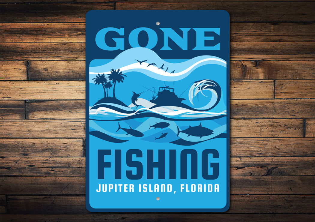 Gone Fishing Custom Aluminum Metal Sign – Lizton Sign Shop