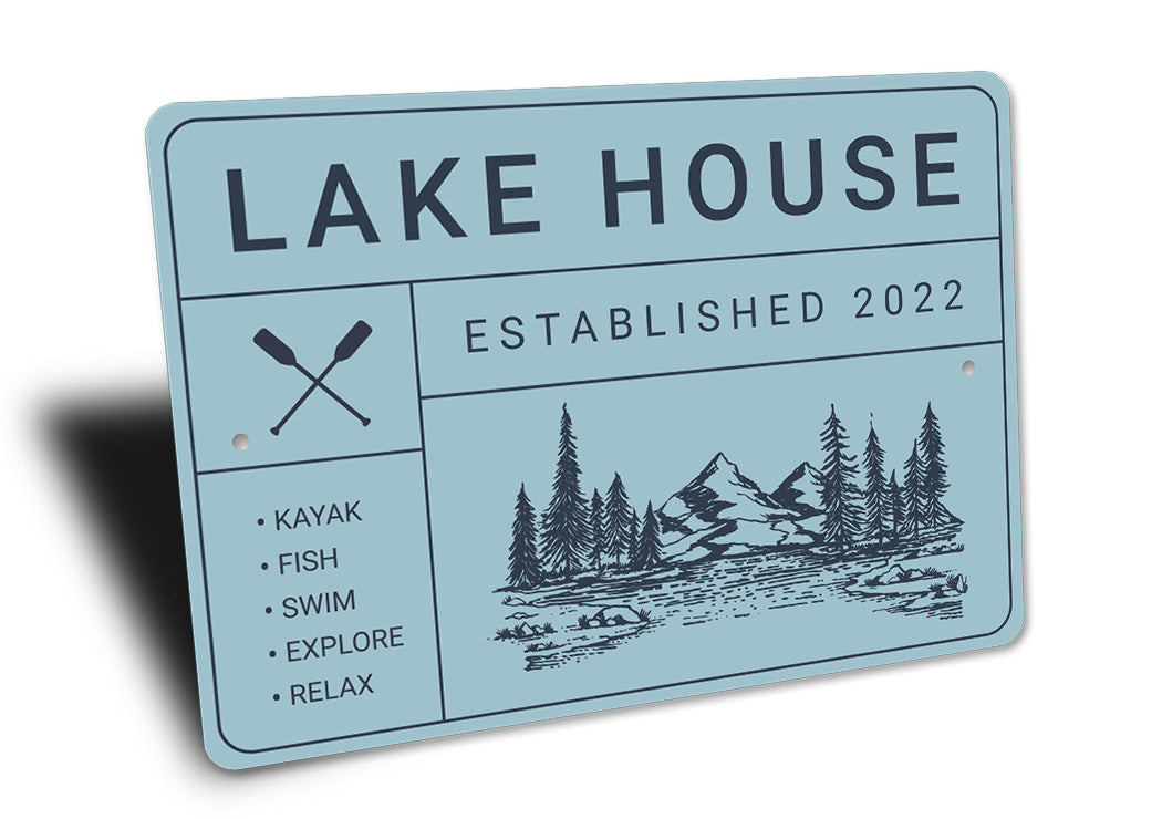 Lake House Established Year Metal Sign