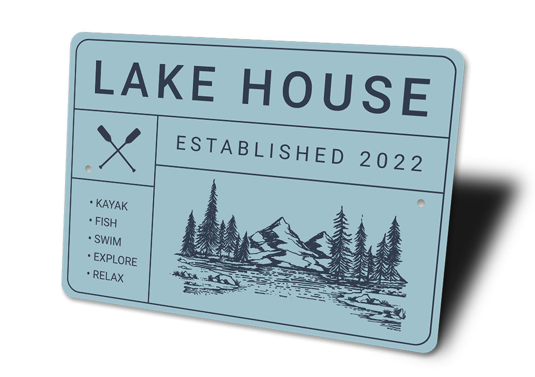 Lake House Established Year Metal Sign