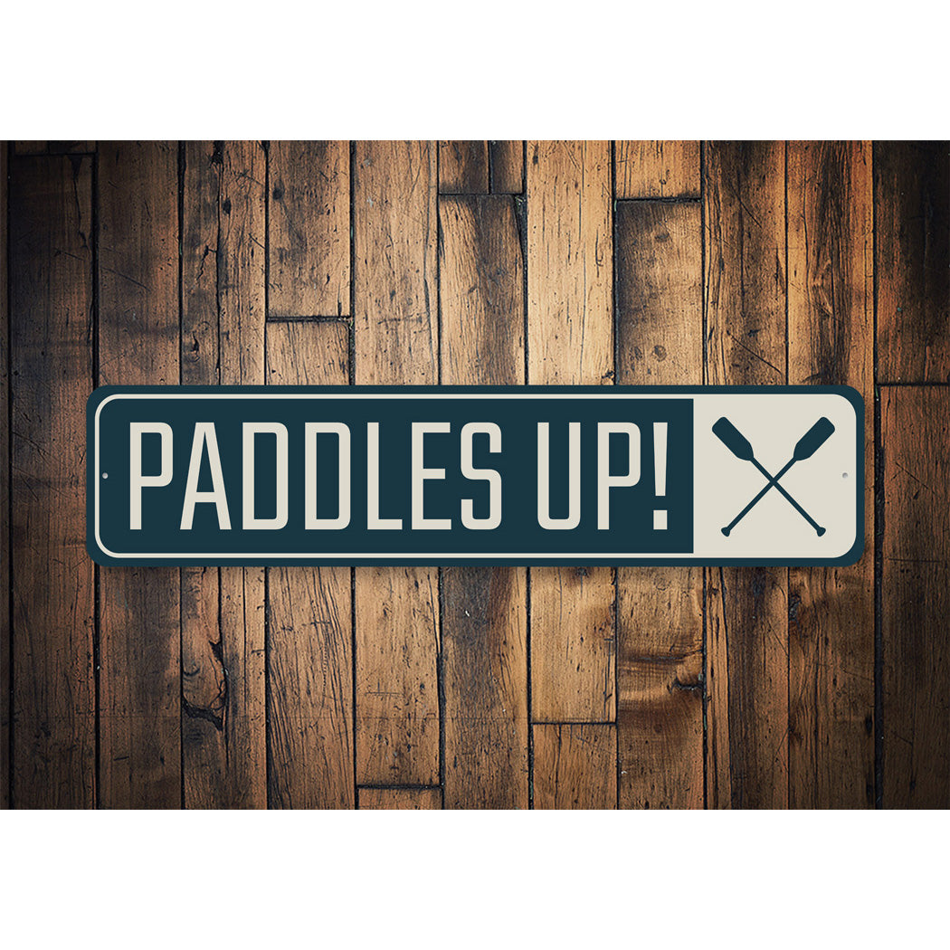 Paddles Up Canoe Metal Sign