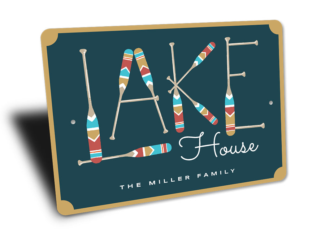 Lake House Wood Paddle Family Name Sign