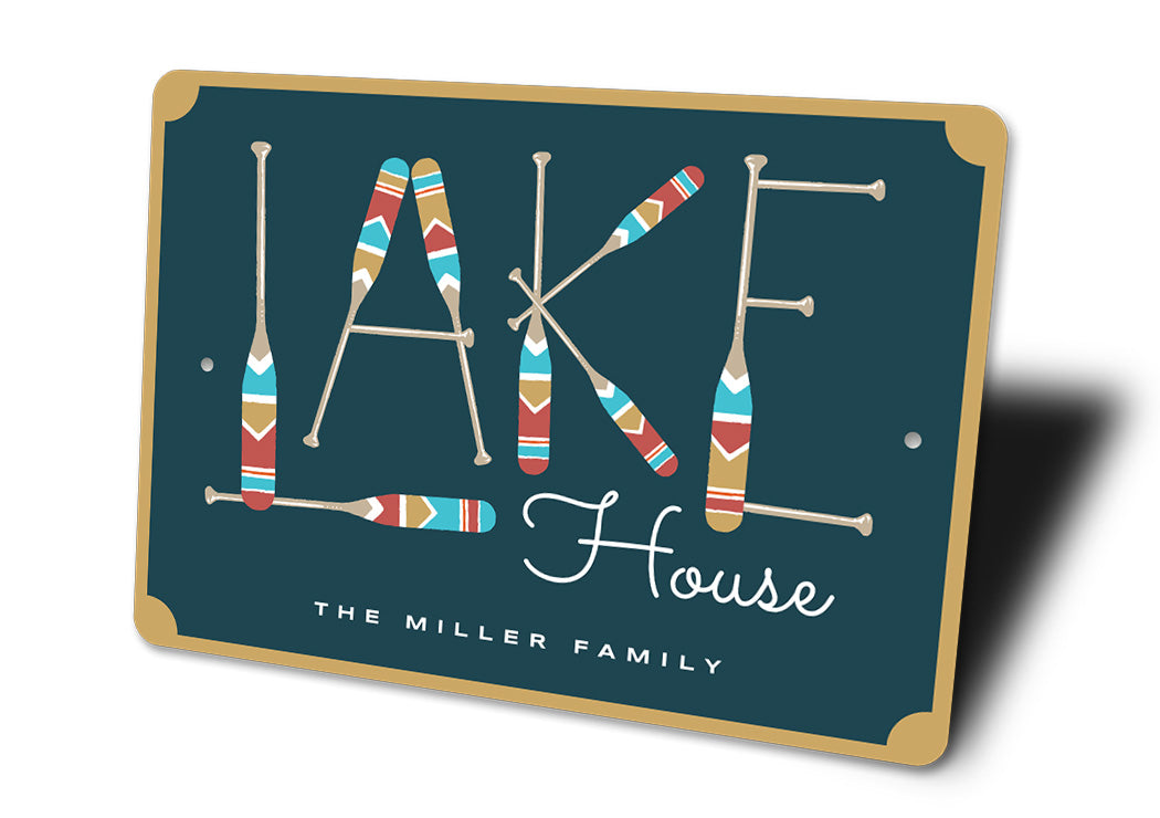 Lake House Wood Paddle Family Name Sign