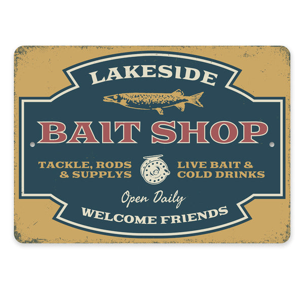 Lakeside Bait Shop Tackle Rods Welcome Friends Sign – Lizton Sign Shop