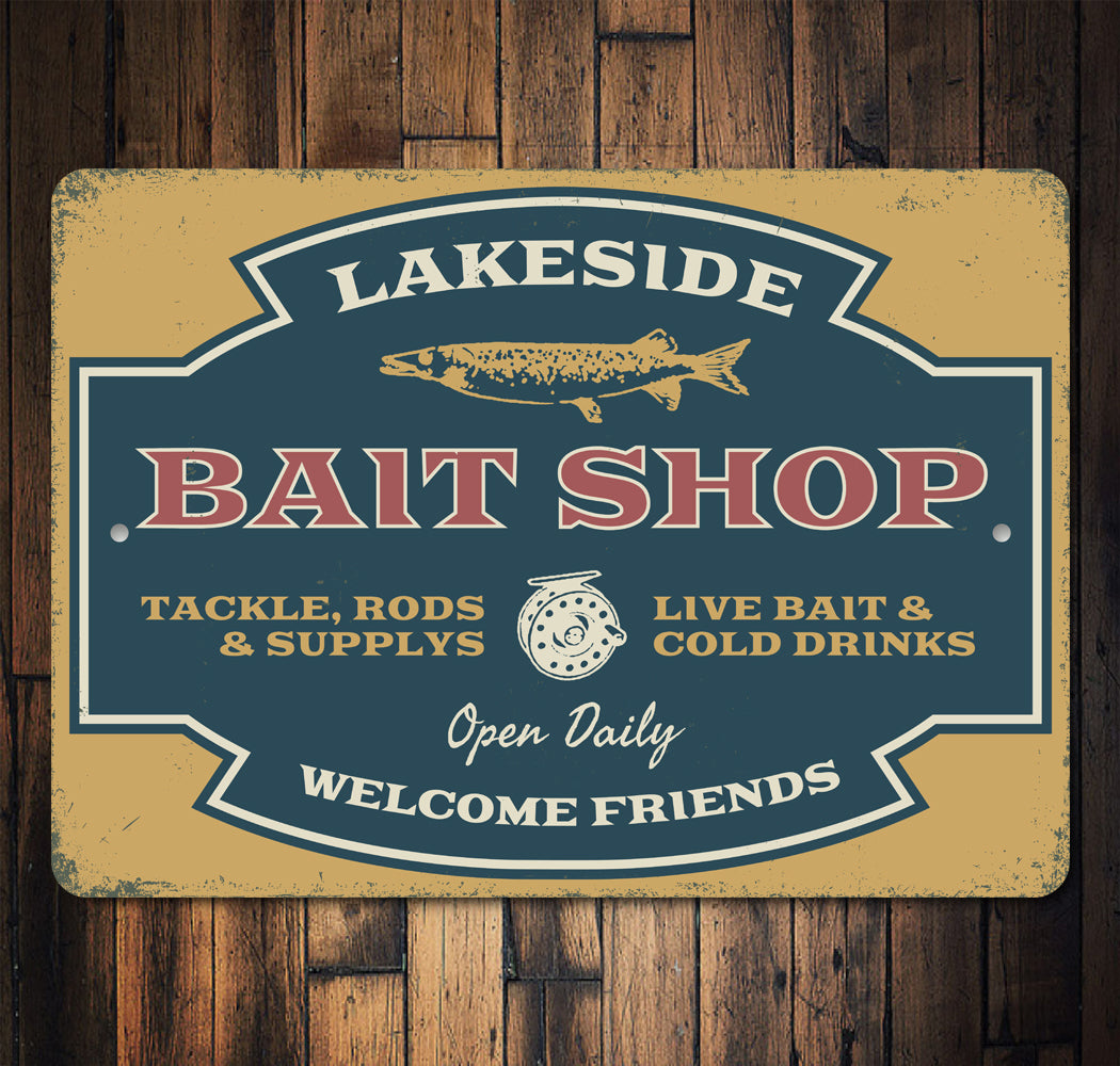 Lakeside Bait Shop Tackle Rods Welcome Friends Sign