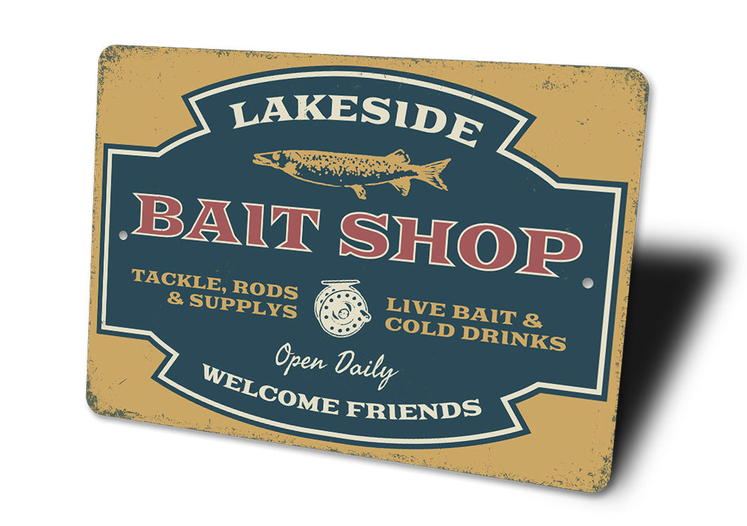 Lakeside Bait Shop Tackle Rods Welcome Friends Sign