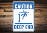 Pool Caution Deep End Sign