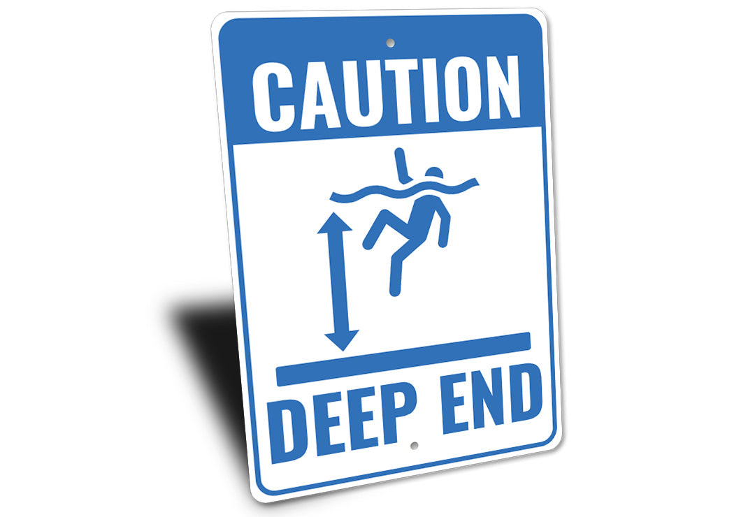 Pool Caution Deep End Sign