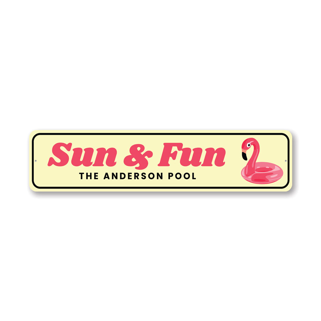 Flamingo Floatee Sun And Fun Pool Sign